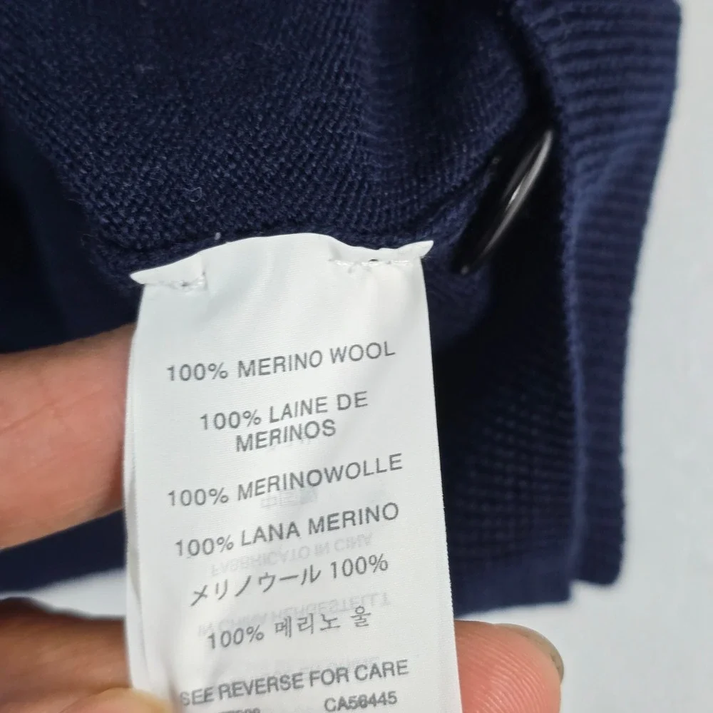 J.Crew Mens Navy Blue 100% Merino Wool Slim Fit‎ V-Neck Cardigan Sweater 98310 M